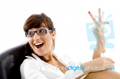 surprised business lady Counting 3 Stock Photo