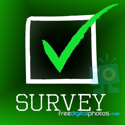 Survey Tick Indicates Poll Checked And Questionnaire Stock Image
