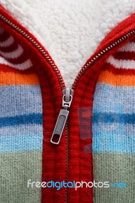 Sweater Zipper Close Up Stock Photo