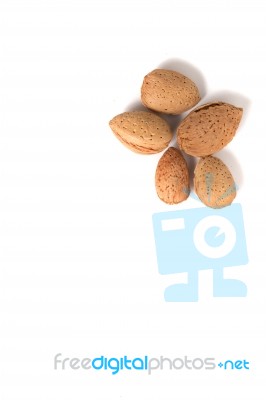 Sweet Almond On White Background Stock Photo