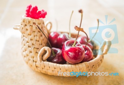 Sweet Ripe Fresh Cherry Berries Stock Photo