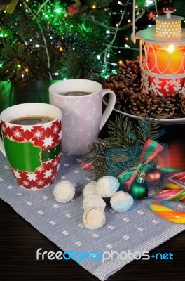 Sweets With Coffee Mug Stock Photo