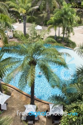 Swimming Pool In Beach Resorts Stock Photo
