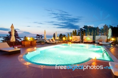 Swimming Pool Of Luxury Hotel Stock Photo