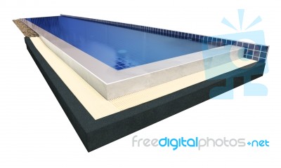 Swimming Pool Of Villa On White Background Stock Photo