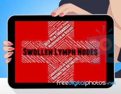 Swollen Lymph Nodes Represents Poor Health And Lymphadenopathy Stock Image