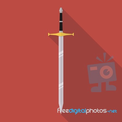 Sword Icon Flat Style Stock Image