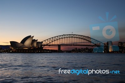 Sydney Harbour Bridge And Opera House Stock Photo