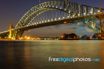 Sydney Harbour Bridge At Night, View From Kirribilli, Australia Stock Photo