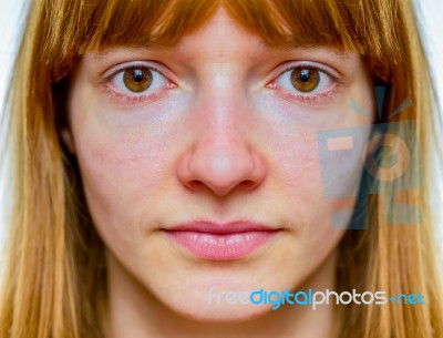 Symmetric Face Of Teenage Girl Stock Photo