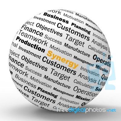 Synergy Sphere Definition Means Team Work And Cooperation Stock Image