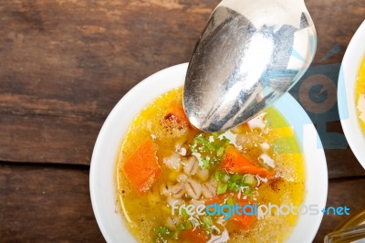 Syrian Barley Broth Soup Aleppo Style Stock Photo