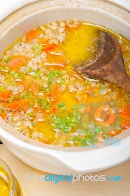 Syrian Barley Broth Soup Aleppo Style Stock Photo