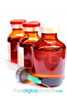 Syringe And Bottle Stock Photo
