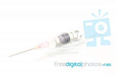 Syringe On White Background Stock Photo