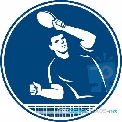 Table Tennis Player Serving Circle Icon Stock Image