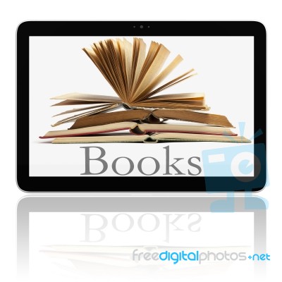 Tablet Computer And Books Stock Image