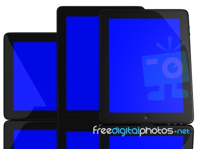 Tablet Computers With blue Screen Stock Image