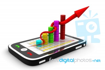 Tablet Pc And Business Graph On The Screen Stock Image