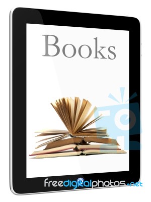 Tablet PC Computer And Books Stock Photo
