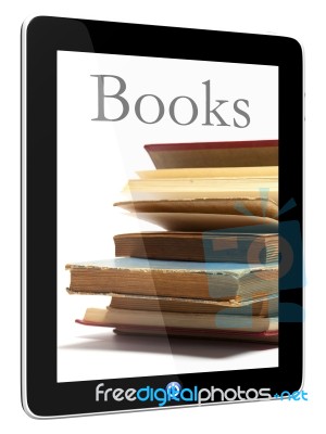 Tablet PC Computer And Books Stock Photo