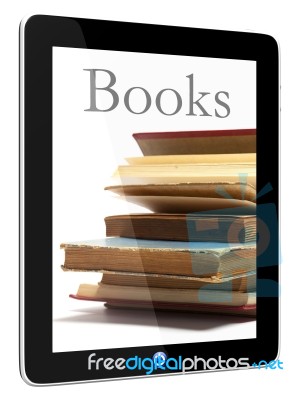 Tablet PC Computer And Books Stock Photo