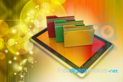 Tablet Pc With File Folder Stock Image