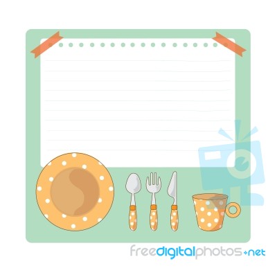 Tableware And Notepad Cartoon Illustration Stock Image