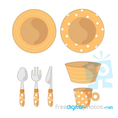 Tableware Objects Cartoon Illustration Stock Image