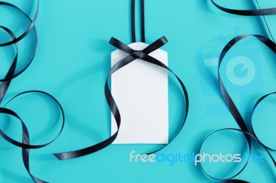 Tag With Black Ribbon Stock Photo