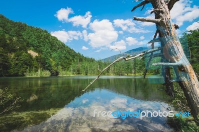 Taisho Pond Kamikochi Japan Stock Photo