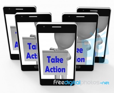 Take Action Sign Means Being Proactive About Change Stock Image