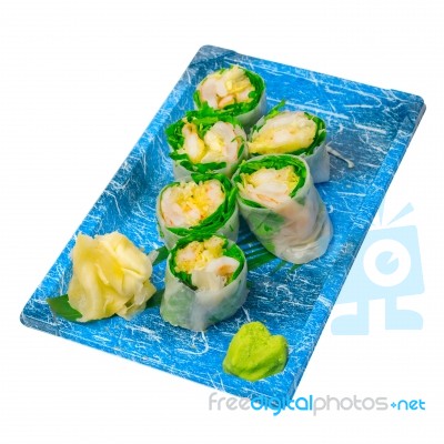 Take Away Sushi Express On Plastic Tray Stock Photo