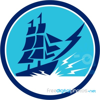 Tall Sailing Ship Lightning Bolt Circle Stock Image Tall Sailing Ship Lightning Bolt Circle Stock Image