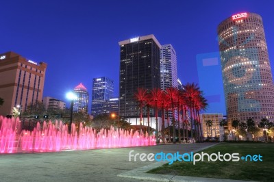 Tampa, Usa, Feb 3: Downtown City Skyline Of Tampa In The Riverwa… Stock Photo
