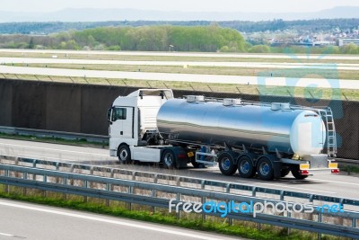 Tanker Truck On Highway Stock Photo