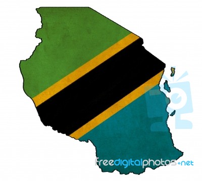 Tanzania Map On  Flag Drawing ,grunge And Retro Flag Series Stock Image