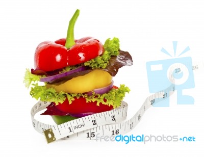 Tape around stacked Salad Stock Photo