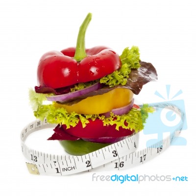 Tape Around Stacked Salad Stock Photo