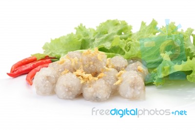 Tapioca Balls With Pork Filling On White Floor Stock Photo