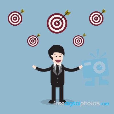 Target With Arrow And Businessman Presentation Stock Image