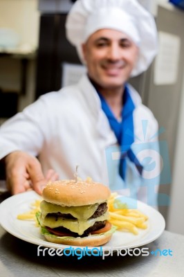 Tasty And Appetizing Hamburger ! Stock Photo