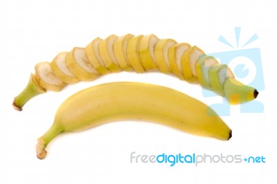 Tasty Banana Fruits Isolated On White Background Stock Photo