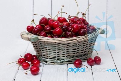 Tasty Cherries On A White Background Stock Photo Tasty Cherries On A White Background Stock Photo