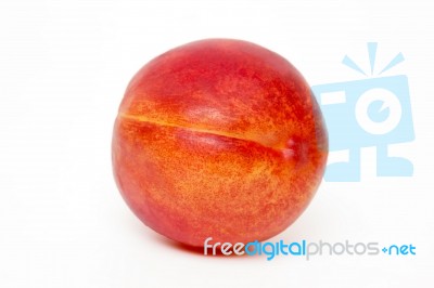 Tasty Nectarine Fruit Isolated On White Background Stock Photo