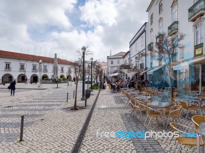 Tavira, Southern Algarve/portugal - March 8 : Busy Cafe In Tavir… Stock Photo