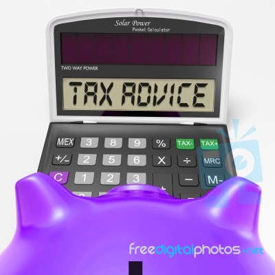 Tax Advice Calculator Shows Assistance With Taxes Stock Image