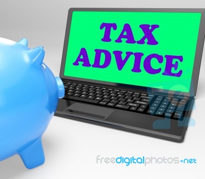 Tax Advice Laptop Shows Professional Advising On  Taxation Stock Image