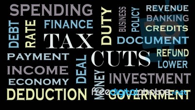 Tax Cuts Word Cloud, Text Design. Business And Financial Concept… Stock Image