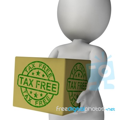 Tax Free Stamp On Box Showing No Duty Stock Image